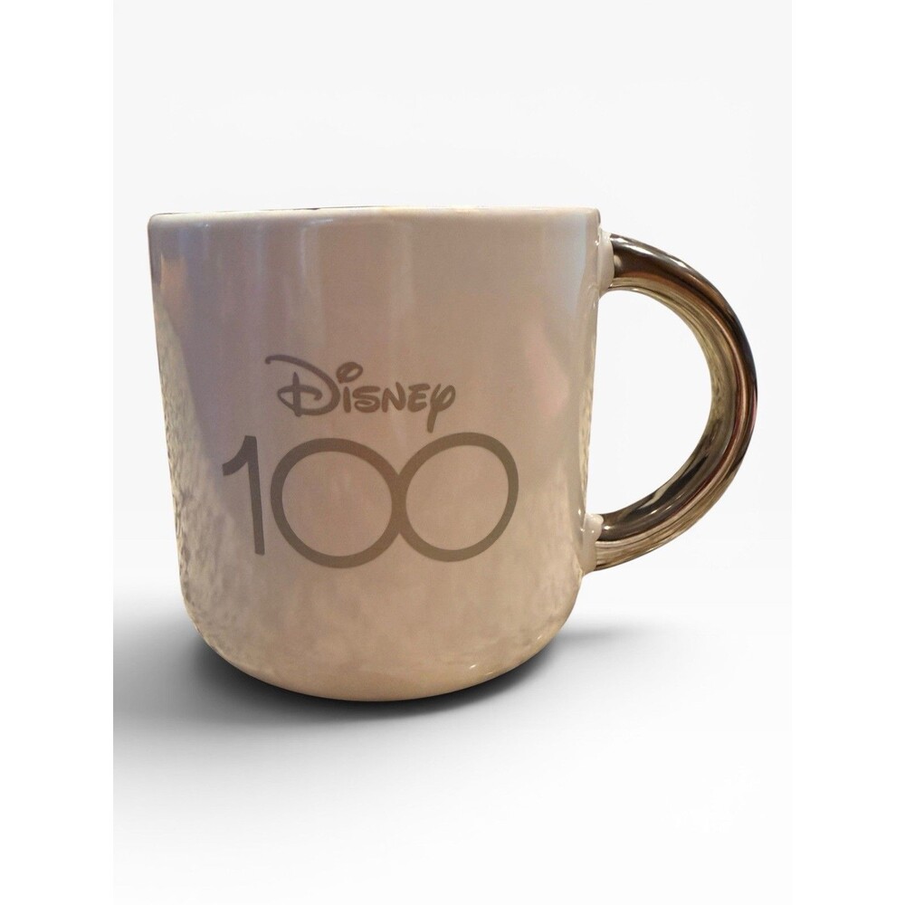 Disney 100 Years Anniversary White Ceramic Mug w/ Metallic Silver Handle